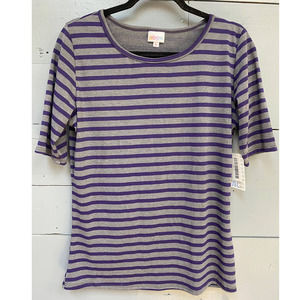 LuLaRoe Purple/Gray Stripe Gigi NWT